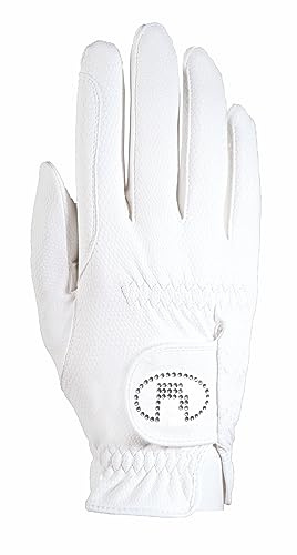 Roeckl - ladies crystal riding gloves LISBOA, white-crystal, 8