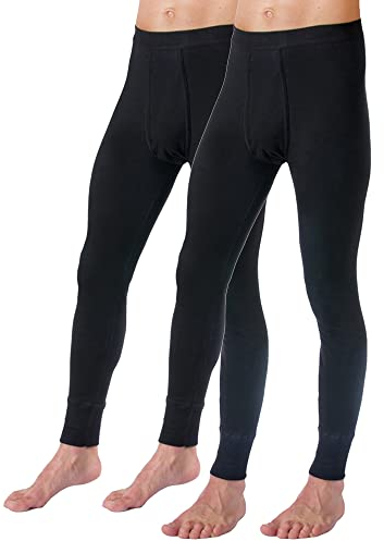 HERMKO 3540 2er Pack Herren Lange Unterhose Long Johns (Weitere Farben) Bio-Baumwolle, Größe:D 6 = EU L, Farbe:schwarz