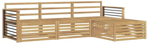 vidaXL Outdoor-Sofagarnitur 4 pcs Weiß Massivholz Akazie, Garten Sofa, modernes Lounge Set, entspanntes Terrassenmöbel für chillige Stunden, bequem und stylisch