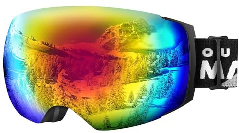 OutdoorMaster Unisex Skibrille PRO Damen Herren mit wechselgläsern, 100% UV-Schutz Schneebrille Skibrille für brillenträger, Anti-Nebel Snowboard Brille Ski Goggles für Jungen und Mädchen