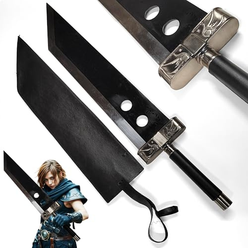 Final Fantasy VII - Panzerschwert, Cloud Strifes Panzerschwert aus Stahl mit Scheide, 130,5 cm, Videospiel-Schwert für Cosplay, Sammlungen & als Geschenk