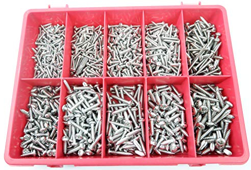 900 Assorted Stainless Steel Pozi Pan Head Self Tapping Screw 10 Sizes in Box Strong Box