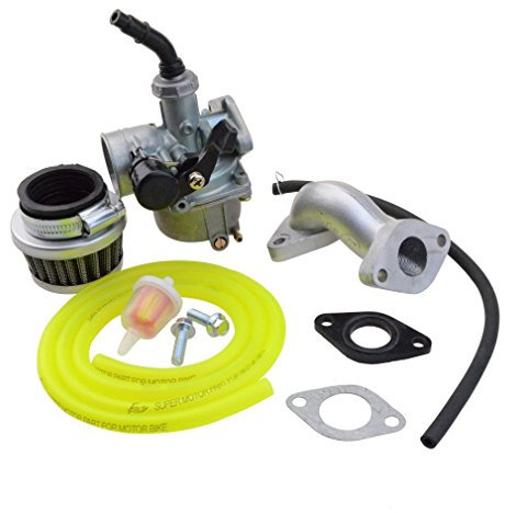 GOOFIT Carburatore Minimoto 19mm PZ19 con Filtro Aria 35 con Tubo Carburante sostituzione per XR CRF 50cc 70cc 90cc 110cc 125cc Scooter e Ciclomotore ATV Quad Giallo