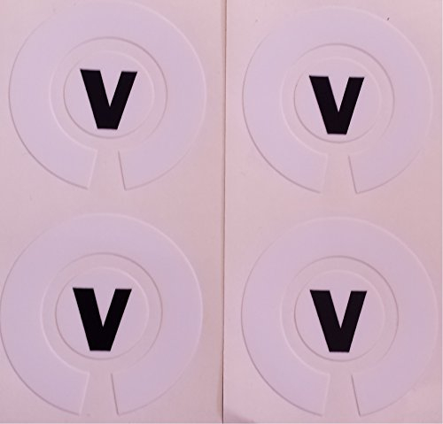 Crown Green Lawn Indoor Bowls Adhesive Lettered Coloured Marker Labels Set of 4 (White, V)