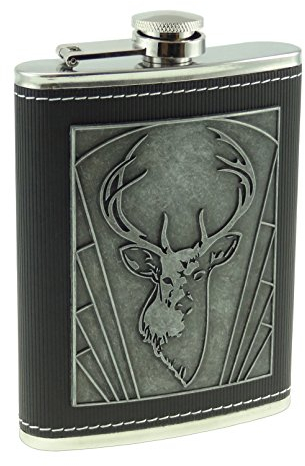 Stag Head Embossed Hip Flask 8oz