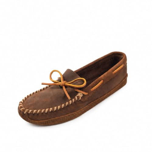 Minnetonka Men's Double Bottom Softsole Slip-On, Brown Ruff, 8 M US