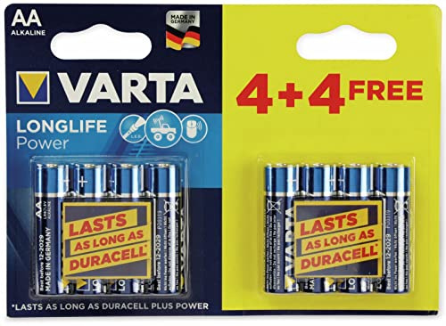 VARTA High Energy AA 4 + 4 Free Battery Pack, Blue