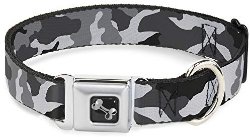 Buckle-Down Seatbelt Buckle Dog Collar, Camo White, Large, 1 Inch Wide