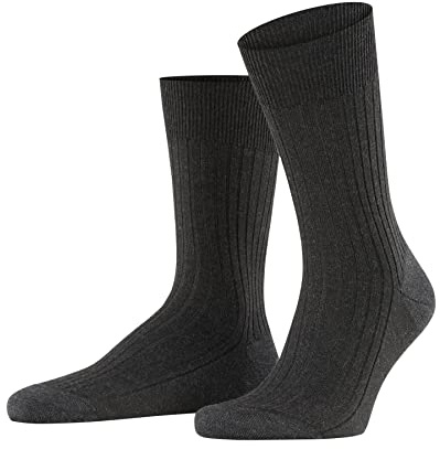 FALKE Men's Bristol Pure M SO Wool Plain 1 Pair Socks, Grey (Anthracite Melange 3080), 11.5-12.5