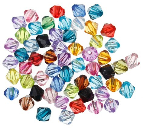 HOUSWEETY 1000 Mix Doppelkegel Perlen Bicone Rhomben Facettiert Beads Acrylperlen 6x6mm