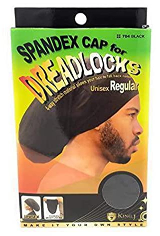 King.J Regular Size Unisex Spandex Cap For Dreadlocks (Black)