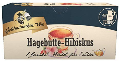 Goldmännchen Jumbo Tee Hibiskus-Hagebutte, Hagebuttentee, Hibiskustee, 20 Teebeutel, Große Beutel, 3116