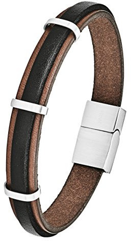 s.Oliver Herren-Armband Magnetverschluss Edelstahl Leder 21 cm - 566629