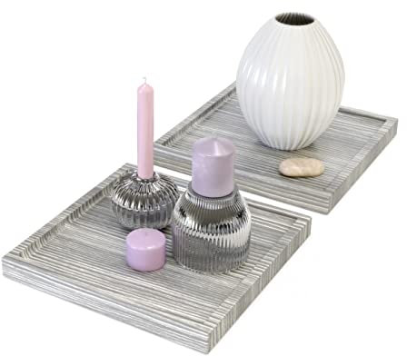 Vladon Dekoschale Maya, Made in Germany, moderne Dekorationsschale eckig, Avola-Anthrazit, 2er-Set (20 x 1,8 x 20 cm)