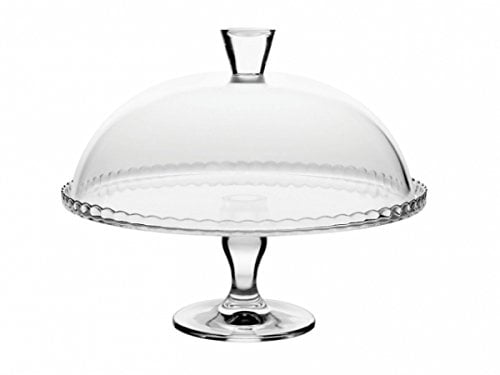 Pasabahce 95200, 32,5 cm großer Teller mit Fuß und Kuppel, breites Glas, Servierplatte für Desserts, Cupcakes, Plätzchen, Tortenständer mit Deckel, dekorative Kuchenplatte mit Stiel und Deckel