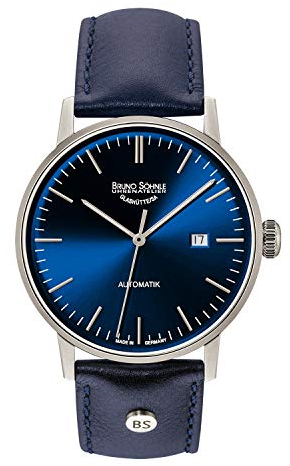 Bruno Söhnle 17-12173-341 Stuttgart Automatik Big Herren-Armbanduhr, Automatikwerk BS175, Edelstahlgehäuse, Saphirglas, Lederarmband, mit Dornschließe, 5 bar