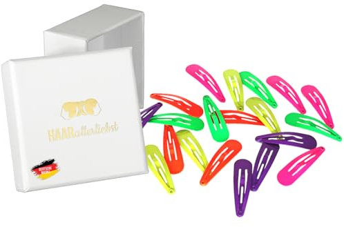 Haarallerliebst Haarspangen klein für Kinder & Damen – 20 Stück in neonfarben (4 cm) inkl. Aufbewahrungsbox weiss – Ideal für dünnes & feines Haar