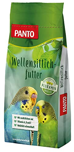 Panto Ziervogelfutter für Wellensittiche, mit Pluramin, Vitamine, Jod, Getreide, Öle & Fette, 25 KG