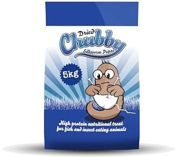 Chubby Mealworms Dried Silkworm Pupae (5Kg), Dried Silkworm for Wild Birds, Koi Fish, Reptiles, Turtles & Other Animals, High Protein Dried Silkworm Koi Food