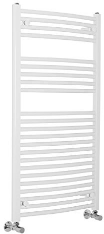 Warmehaus Contemporary Curved Heated Bathroom Towel Rail Radiator Rad 1100 x 600 White