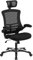Flash Furniture Bürostuhl, ergonomisch, mit Netz-Rückenunterstützung, hoher Rückenlehne mit Kopfstütze, höhenverstellbarem Sitz und feststellbarem Kipphebel, schwarz, 61 x 65 x 133 cm