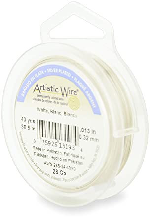 Artistic Wire Silver Plated Tarnish Resistant Colored Copper Craft Wire, White, 28 Gauge, 40 yd