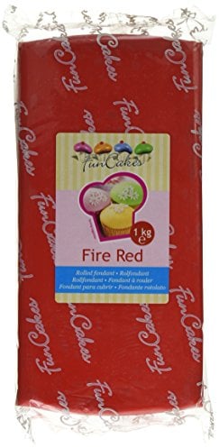 FunCakes Fondant Fire Red: Einfach zu Verwenden, Glatt, Elastisch, Weich und Schmeidig, Perfekt zum Dekorieren von Torten, Halal, Koscher und Glutenfrei. 1 kg, FC97360 , Feuerrot
