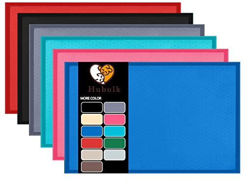 Hubulk Dog Feeding Mat,100% Waterproof BPA Free Silicone Pet Food and Water Bowl Placemat,Dishwasher, High Raised Edge to Prevent Spills,Nonslip Tray to Stop Messes on Floor (19 x 12 x 0.5, Navy)