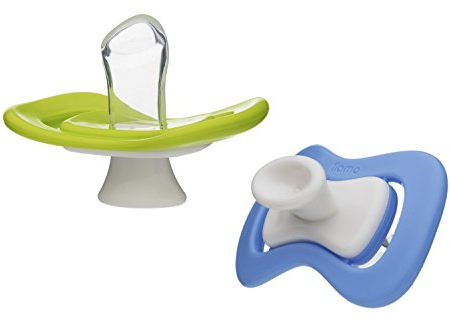 iiamo peace 802 2 kieferorthopädisch geformte Schnuller mit Silikonsauger und Belüftungslöchern, 0-6 Monate, 2er Packung, grün + blau,