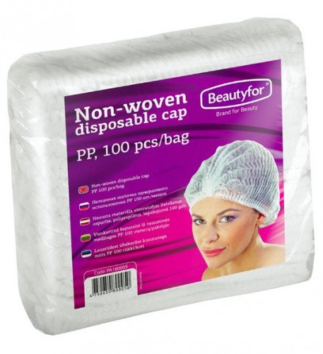 Disposable Non-Woven Pleated Mob Caps White (100 Pack) – Lightweight Breathable Hair Covers for Salon, Spa & Beauty Treatments, with Double Elastic (1 Pack of 100)