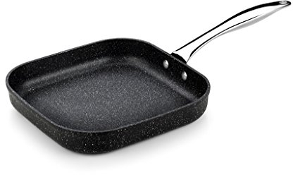 MONIX Mineral Grill Cuadrado Liso, Aluminio Forjado, Piedra, 24 cm