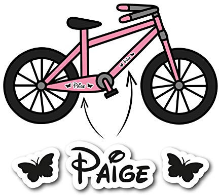Epic Modz 2X Personalised Bike Frame Vinyl Decal Sticker Child's Kids Bicycle Name Trike (Butterfly's)