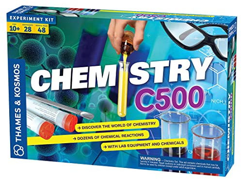 Thames & Kosmos Chemistry Chem C500 Science Kit with 28 Guided Experiments 48 Page Science Guide Parents’ Choice Silver Award Winner, 13.1 L x 2.6 W x 8.9 H