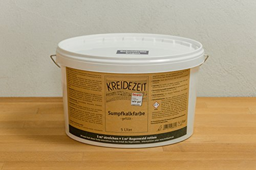 Kreidezeit Sumpfkalkfarbe 5 Liter, Mineral, 5 l, Wasserfest, Matt, Innenwände, 50-60 m², Farbe
