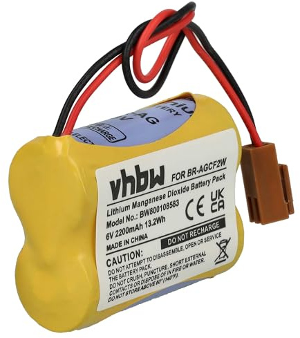vhbw Akku kompatibel mit GE Fanuc A06 programmable Logic | A06 industrial computers PLC Programmable Logic Controller (2200 mAh, 6 V, Li-MnO2)