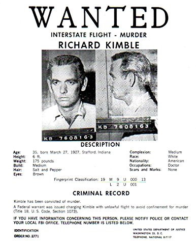 Spule Art The Fugitive TV Serie, 5,5 x 8,5 Wanted Poster, David Jansen, Sehr Detaillierte