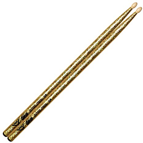 Vater Percussion Color Wrap 5A Drumsticks, Gold Sparkle, Wood Tip