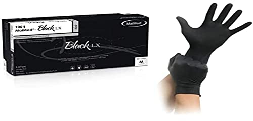 Maimed Einmalhandschuhe LX PF Latex puderfrei schwarz Gr. M 100 Stück