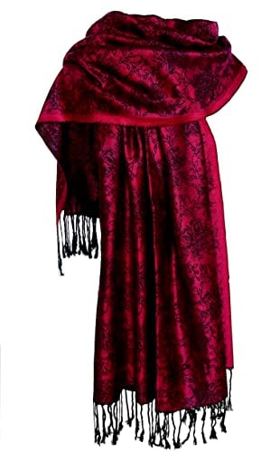 nella-mode Edler & Eleganter Schal, Stola; - Florales Muster; - Farbe: Rot