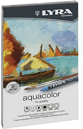 LYRA 5611120 - Aquacolor Wachsmalkreide, Metalletui 12 sortierte Farben