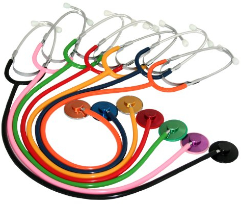 Stethoskop, B-Ware & 2. Wahl, Silber, Feder, Mehrfarbig, Herz/Lungen abhören, Körpergeräusche erkennen