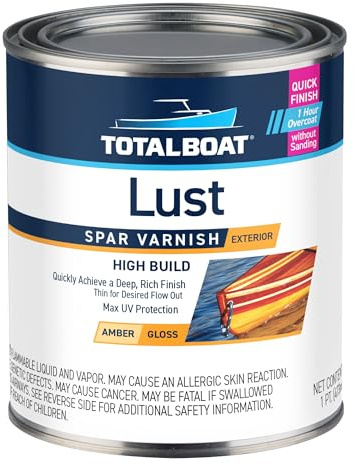 TotalBoat Lust Marine Varnish, High Gloss and Matte Finish for Wood, Boats, Outdoor Furniture (High Gloss, Pint)
