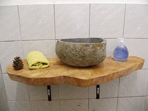 KJR Holzmanufaktur Waschtischplatte, Baumscheibe, ca. 75 x 40 x 5 cm, Waschtisch, geschliffen, geölt, Bergahorn