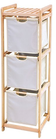 King Collection King Home c1513005 Kommode 3 Schubladen in Holz und Stoff Ecru, 34 x 33 x 110h