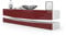 Vladon Lowboard City, Made in Germany, TV-Kommode mit Sockelelement, 1 offenem Fach und 3 Schubkästen, Weiß Hochglanz/Bordeaux Hochglanz (178 x variabel x 39 cm)