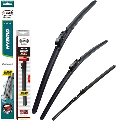 HEYNER Wiper Blades Fits: Seat Leon Estate 2012-2019 Full Set Of 3 Hybrid Wipers HH2616ST12HRF
