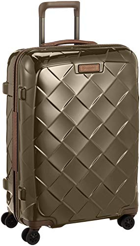 STRATIC Leather & More Hartschalen-Koffer Trolley Rollkoffer Reisekoffer 4 Rollen TSA-Zahlenschloss, Größe M, leicht und leise, Champagne Gold