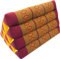 GURU SHOP Dreieck Thaikissen, Dreieckskissen, Kapok - Rot/Gold, 30x30x50 cm, Asiatisches Sitzkissen, Liegematte, Thaimatte