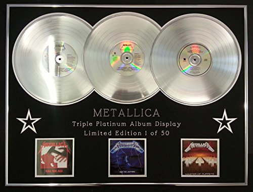 Metallica/dreifach platiniertes Albumdisplay / Kill em' All + Ride the Lightning + Master of Puppets / Echtheitszertifikat