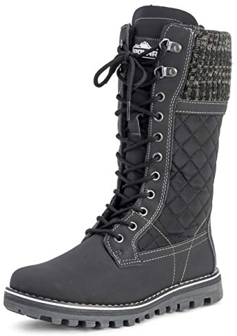 Polar Damen Schnee Dauerhaft Draussen Thermal Winter Warm Wasserdicht Mitte Wade Stiefel - Schwarz - UK4/EU37 - YC0376